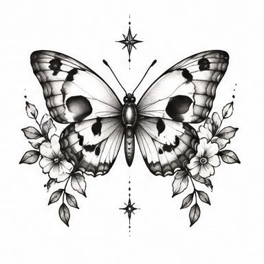 Petal Phantom, death's-head fine line tattoo inspiration
