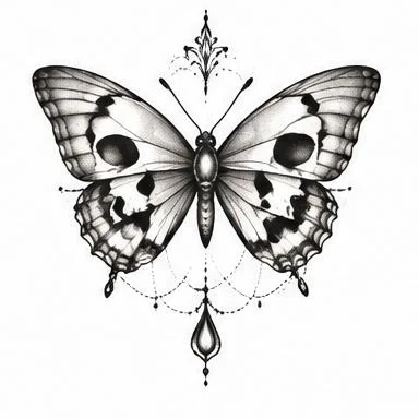 Beaded Phantom, death's-head fine line tattoo inspiration