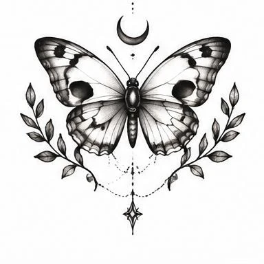 Crescent Spirit, death's-head fine line tattoo inspiration
