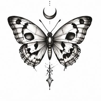 Moonlit Skullwing, dotwork tattoo inspiration