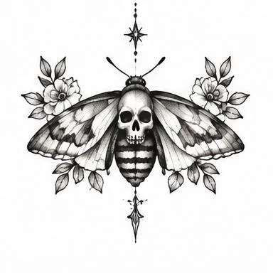 Death's-Head Bloom, death's-head fine line tattoo inspiration