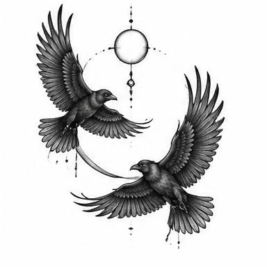 Twin Ravens, dotwork tattoo inspiration