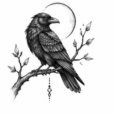 Raven Branch, fine line tattoo inspiration