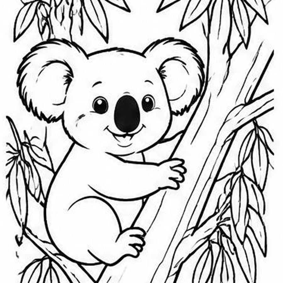 Eucalyptus Koala coloring sheet