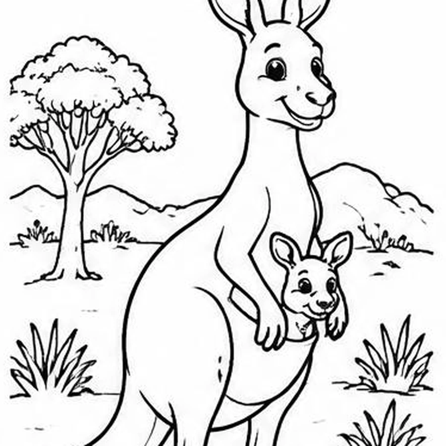 Bushland Kangaroo coloring sheet