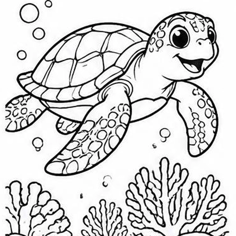 Reef Sea Turtle coloring sheet