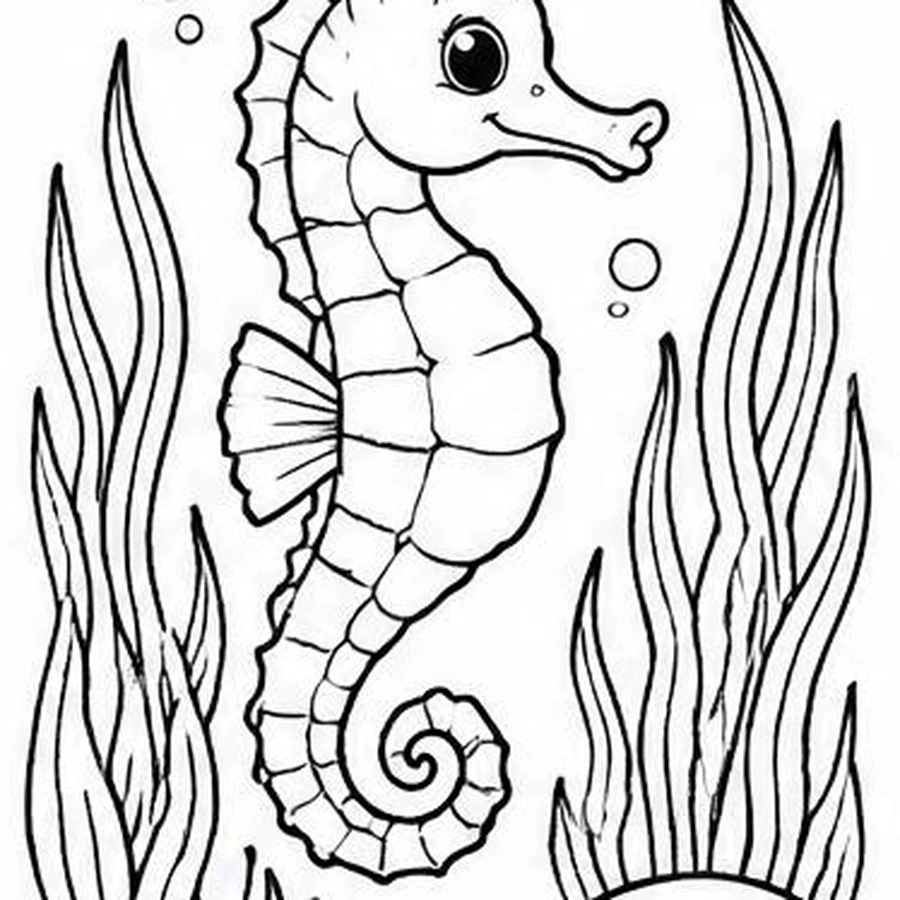 Seagrass Seahorse coloring sheet