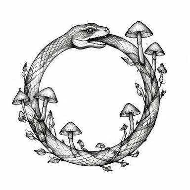 Forest Ouroboros, fine line tattoo inspiration