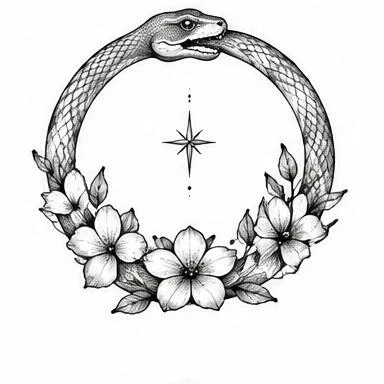 Floral Ring, botanical blackwork tattoo inspiration
