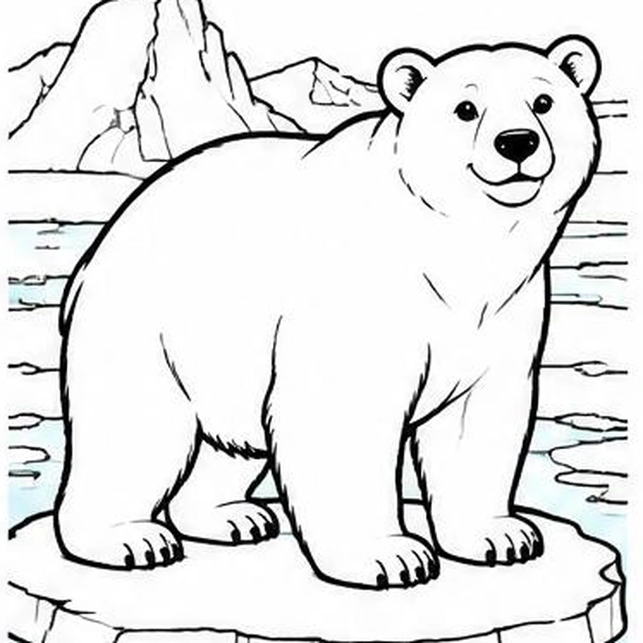 Arctic Polar Bear coloring sheet