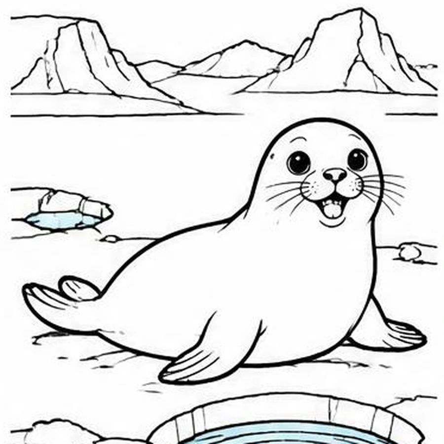 Ice-Hole Seal coloring sheet