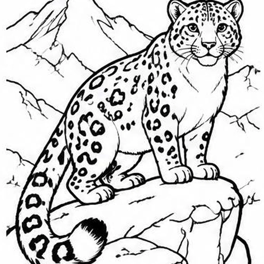 Snow Leopard coloring sheet