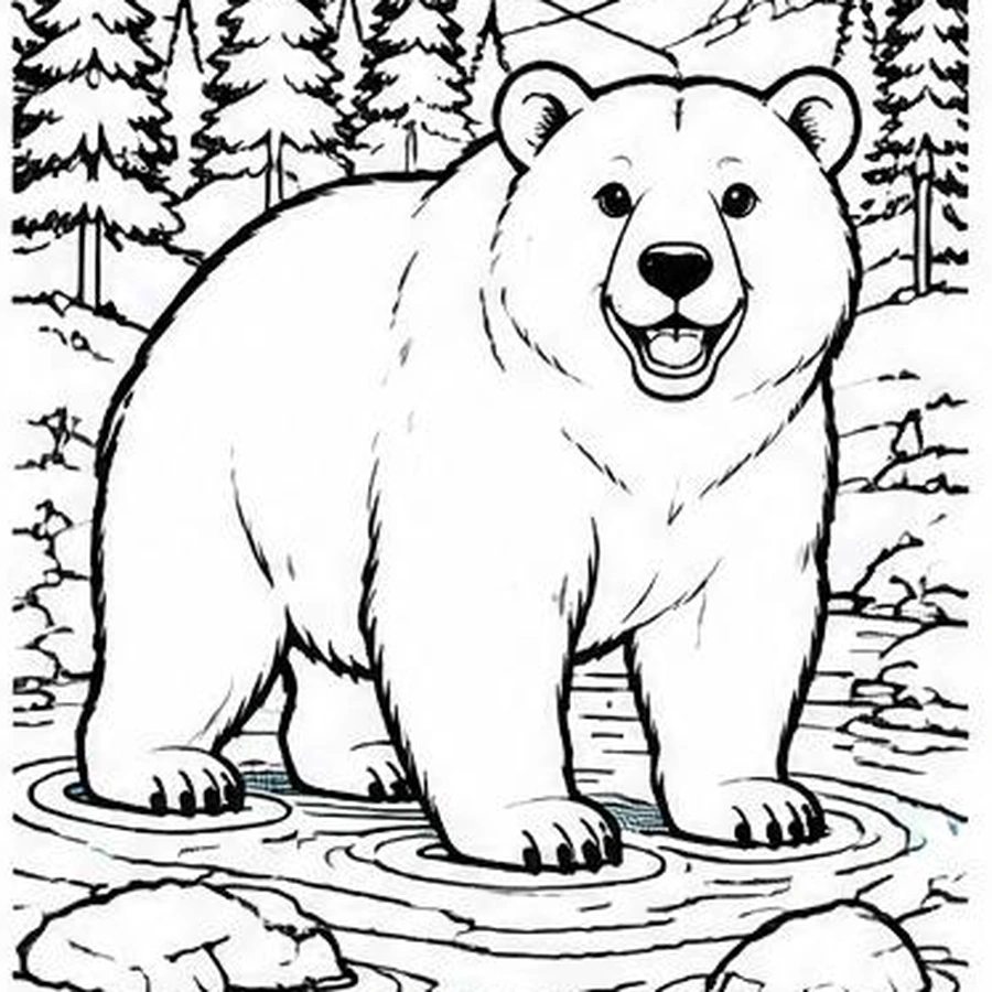 Pine-Forest Bear coloring sheet