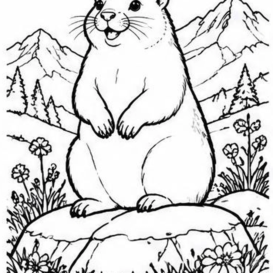 Alpine Marmot coloring sheet