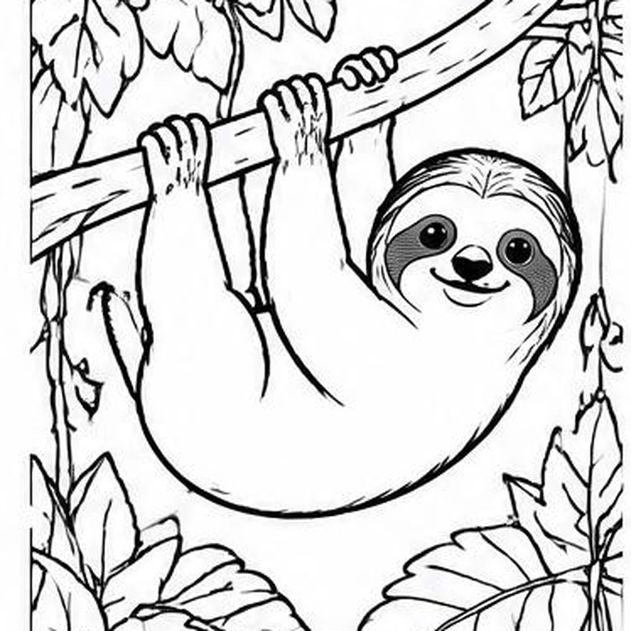 Hanging Sloth coloring sheet