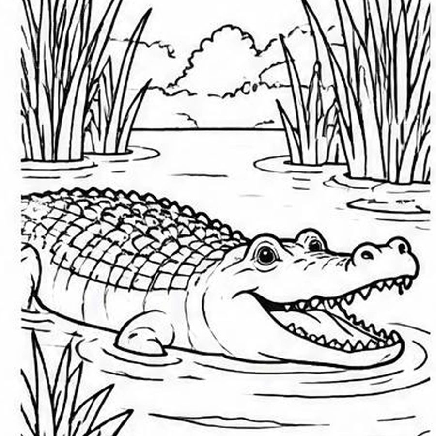 Reed Crocodile coloring sheet