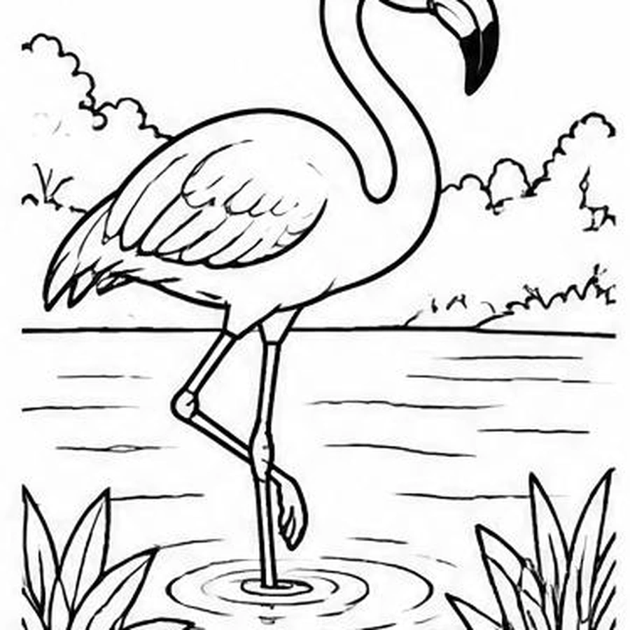 Lagoon Flamingo coloring sheet