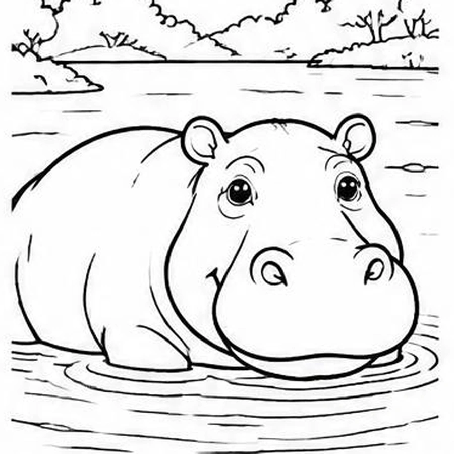 River Hippo coloring sheet