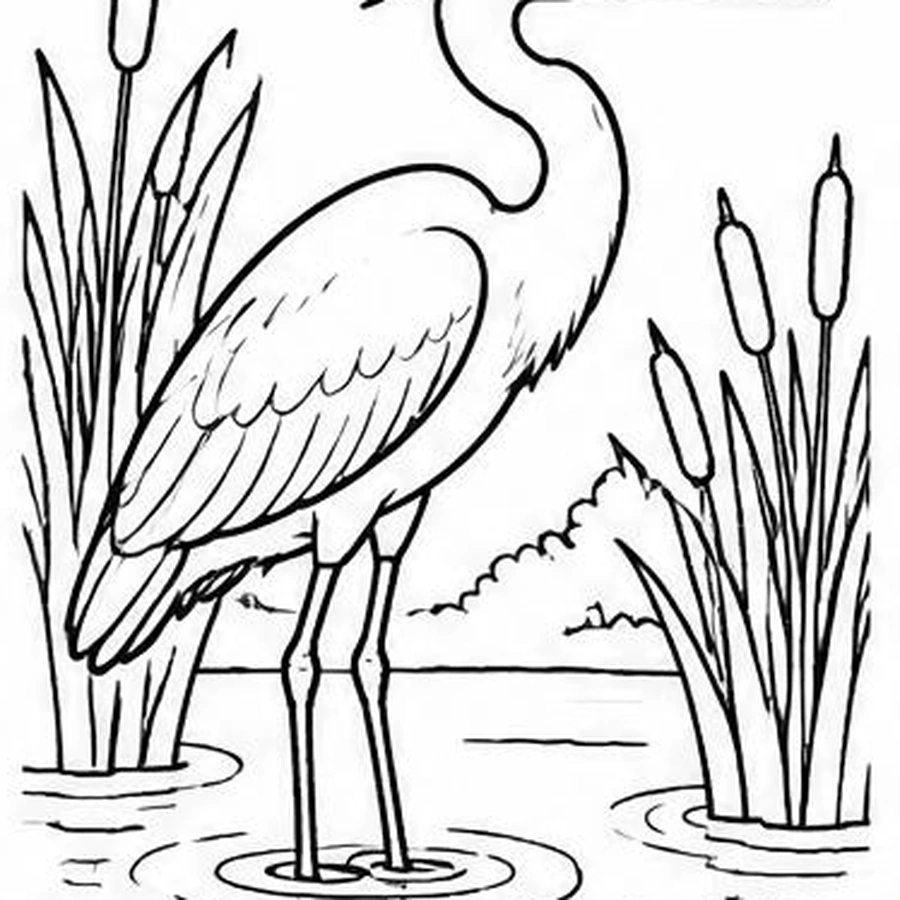 Cattail Heron coloring sheet