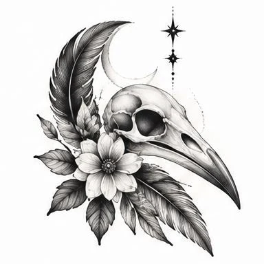 Flower & Plume, dotwork tattoo inspiration