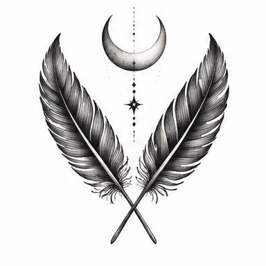 Crossed Feathers, ornamental tattoo inspiration