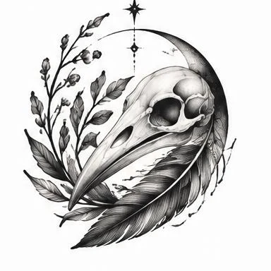 Crescent Skull, fine line realism tattoo inspiration
