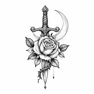 Crescent Fang, traditional fine line tattoo inspiration