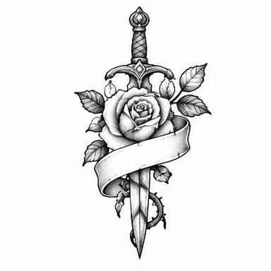 Banner Rose, traditional fine line tattoo inspiration