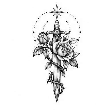 Star Dagger, fine line tattoo inspiration