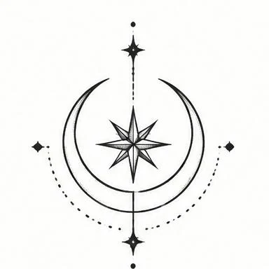 Star Moon Seal, alchemy dotwork tattoo inspiration