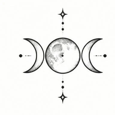 Moon Phase Seal, alchemy dotwork tattoo inspiration