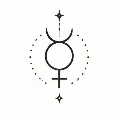 Mercury Sigil, geometric fine line tattoo inspiration