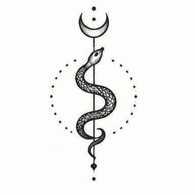 Serpent Staff, alchemy dotwork tattoo inspiration