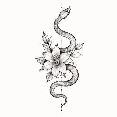 Lily Serpent, sensual fine line tattoo inspiration