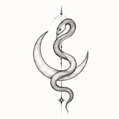 Crescent Coil, dotwork serpent tattoo inspiration