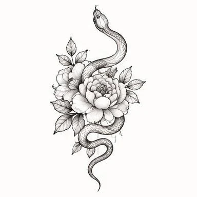 Peony Embrace, sensual fine line tattoo inspiration