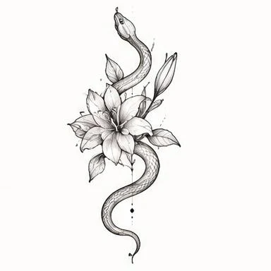 Lily Curve, dotwork serpent tattoo inspiration