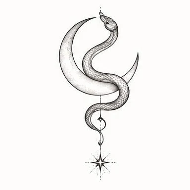 Moon Cradle, ornamental snake tattoo inspiration