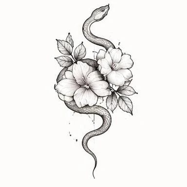 Blossom Coil, dotwork serpent tattoo inspiration