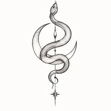 Crescent Loop, ornamental snake tattoo inspiration