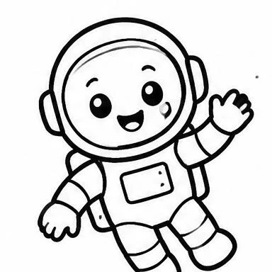 Waving Astronaut coloring sheet