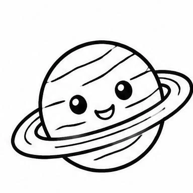 Smiling Saturn coloring sheet