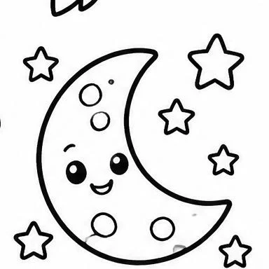 Sleepy Moon coloring sheet
