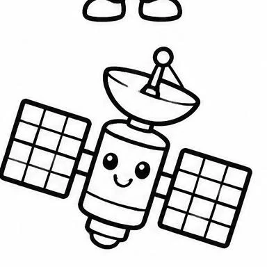 Happy Satellite coloring sheet