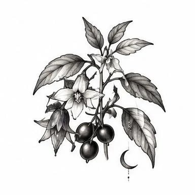 Nightshade Berries, botanical fine line tattoo inspiration
