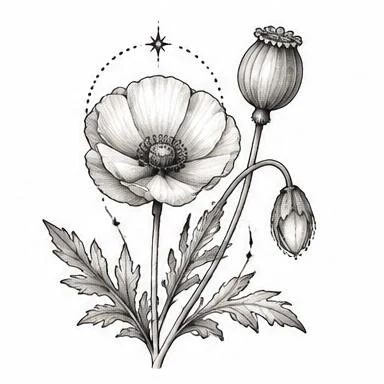 Poppy & Pod, dotwork tattoo inspiration