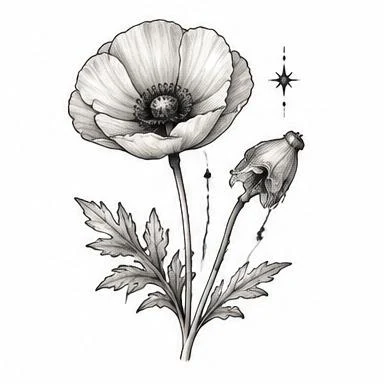 Petal & Star, etched floral tattoo inspiration
