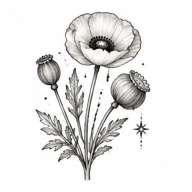Poppy Pair, etched floral tattoo inspiration
