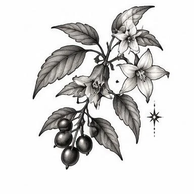 Nightshade Bloom, etched floral tattoo inspiration