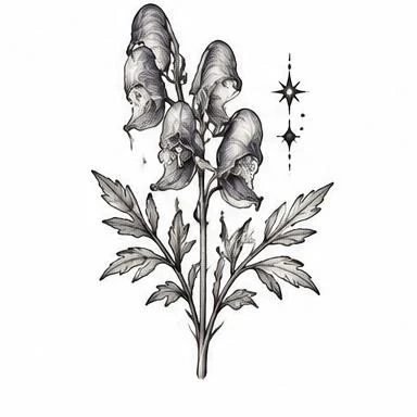 Wolfsbane Spark, etched floral tattoo inspiration